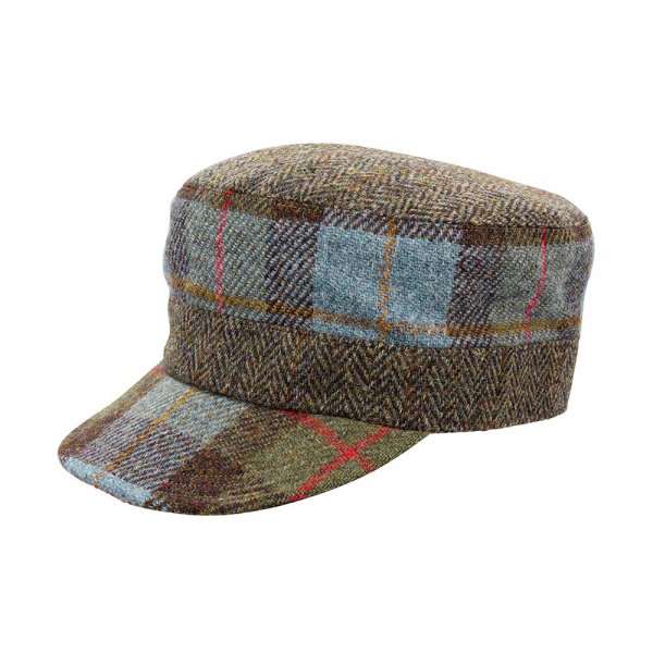 Gorra de tweed Sara Tiara, marrón/azul/verde/rojo, talla 56