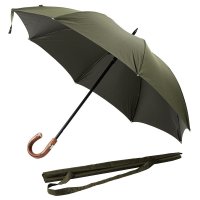 Francesco Maglia Umbrella, »Fox«, Chestnut Wood Handle, Green Stripes