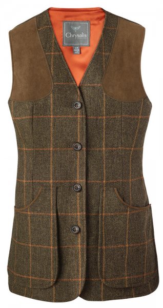Chrysalis Ladies Shooting Vest, Tweed, Check, Size 36