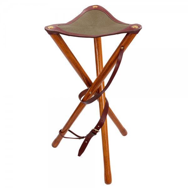 Alexandre Mareuil Hunting Chair, Leather/Wood, Khaki, 70 cm