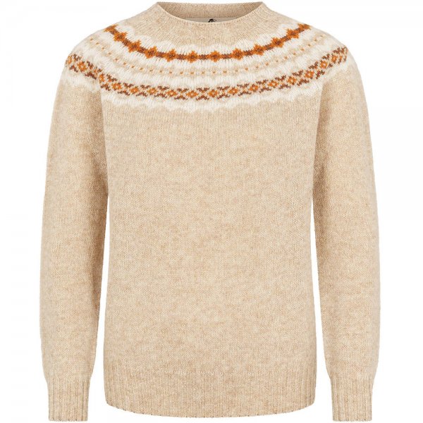 Ladies Sweater, Fair Isle Yoke, beige, Size XL