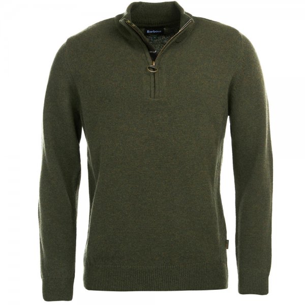Barbour »Holden« Men's Zip Neck Sweater, Olive Marl, Size M