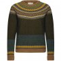 Highland: loden green with turquoise, yellow, orange and light brown.