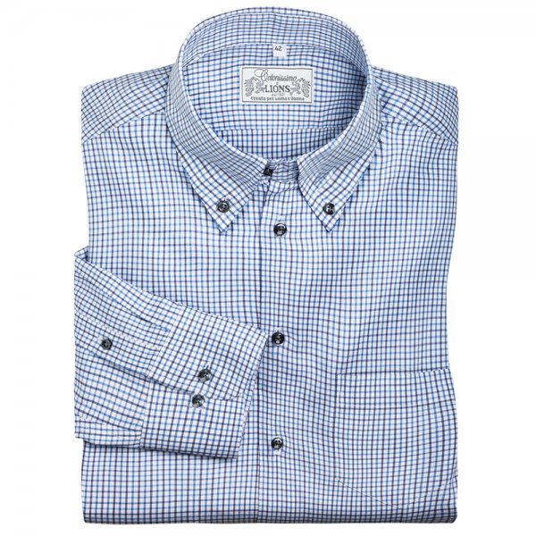 Camisa para hombre a cuadros, blanco/azul, talla 39