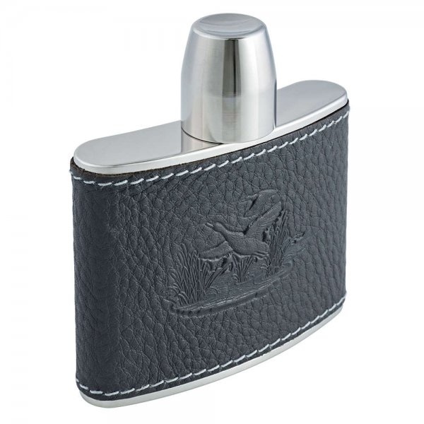 BEIER Hipflask with Screw Cup, 125 ml, Grey, Duck Motif