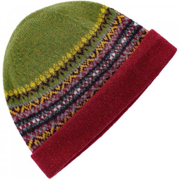 Eribé »Alloa« Knitted Hat, Fair Isle Pattern, Moss Lock