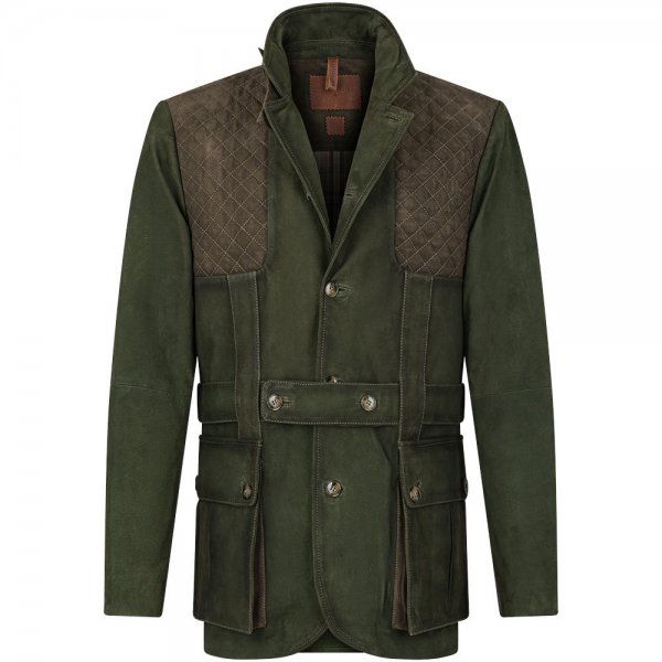 »Norfolk Highlands« Men's Hunting Blazer, Leather, Army Green, Size 50