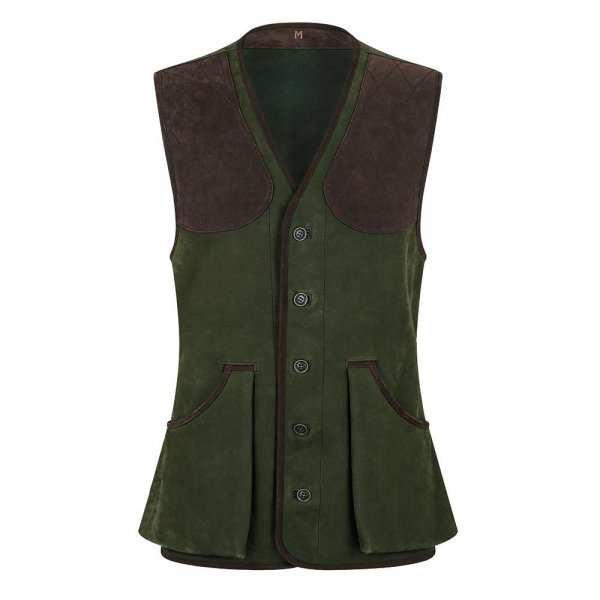Rey Pavón Men's Leather Shooting Vest, Green/Brown, Size M