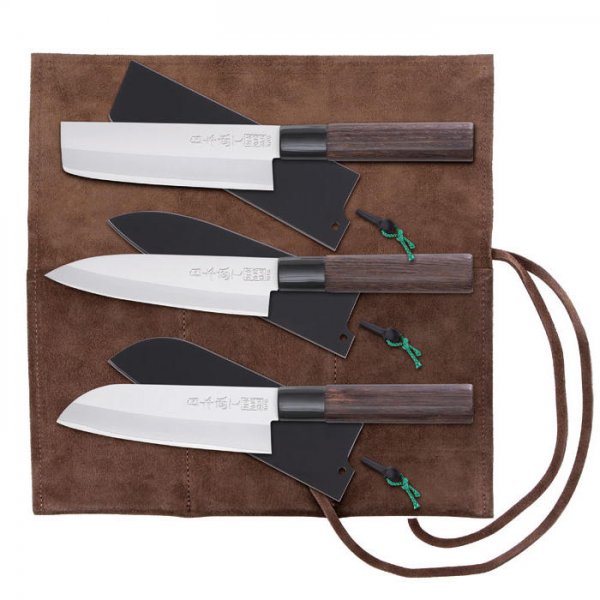 Set coltelli Saku Hocho, con fodero in legno, 3 pezzi