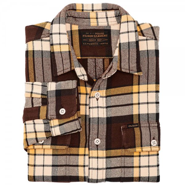 Filson Vintage Flannel Work Shirt, brown/yellow/multi plaid, Größe M