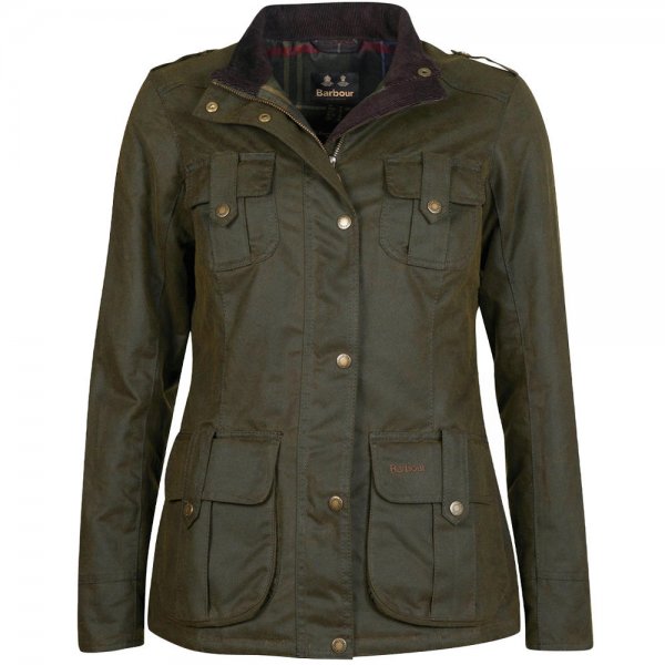 Barbour »Winter Defence« Ladies’ Waxed Jacket, Olive, Size 42
