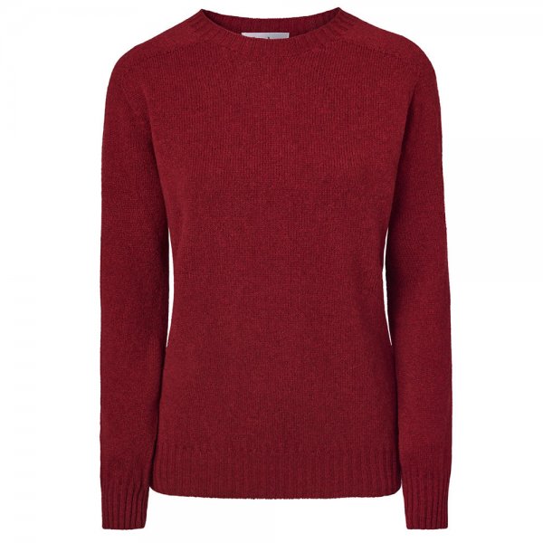 Sweter damski z okrągłym dekoltem, rdzawoczerwony, rozmiar L