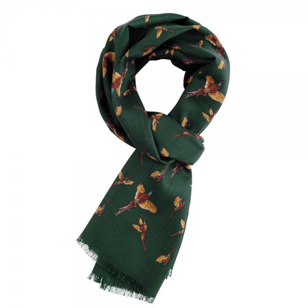 Hunting Scarf, Double Sided, Pheasant, Green, 175 x 68 cm