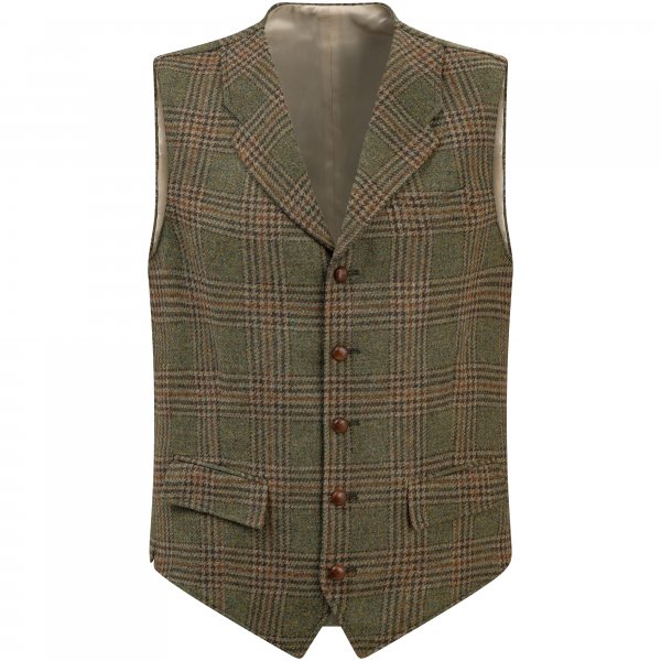 »Marvin« Men’s Tweed Vest, Green/Brown/Sand, Size 56