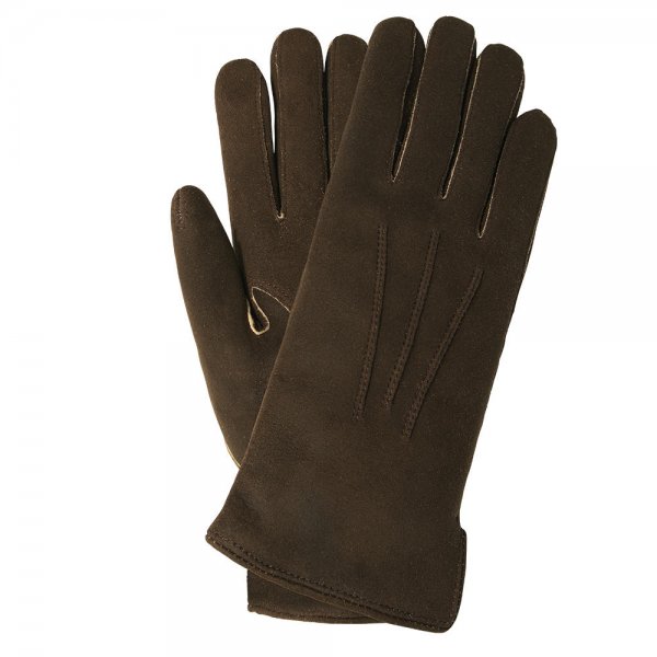 RIED Ladies Gloves, Roe Deerskin, Cashmere Lining, Dark Brown, Size 7