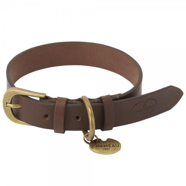 Le Chameau Hundehalsband Leder, Dark Brown, Größe M