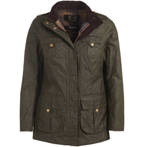Barbour »Defence Lightweight« Ladies’ Waxed Jacket, Archive Olive, Size 34