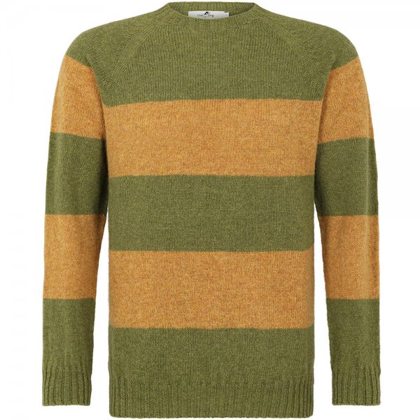 Suéter de cuello redondo para hombre, verde loden/comino, talla L