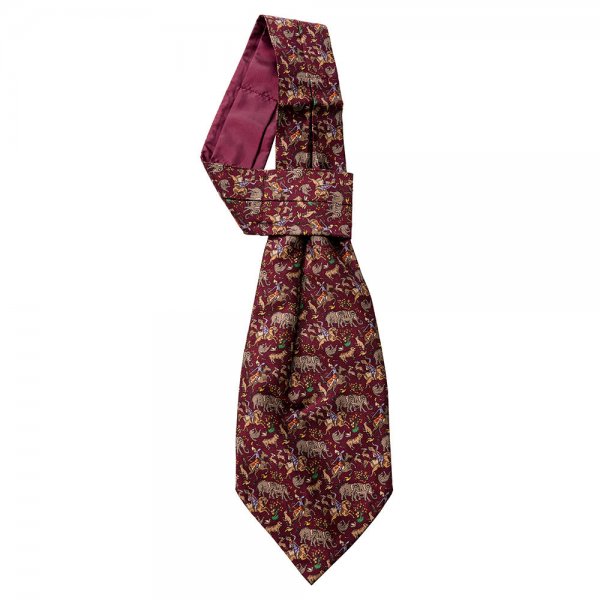 Cravatta di seta Ascot »Elefante«, bordeaux