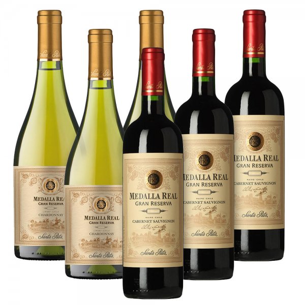 Kit de pruebas vinos tintos y blancos»Santa Rita Gran Reserva«, 6 x 750 ml