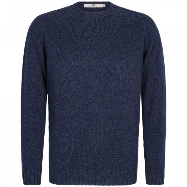 Suéter de cuello redondo para hombre, azul mélange, talla L