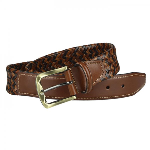 Ceinture en cuir Athison, tressée, brune, XS-S