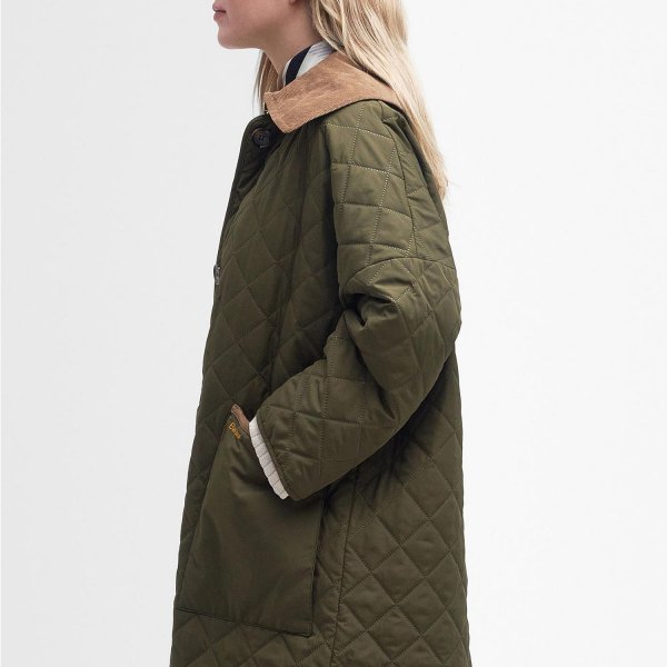 Barbour Lockton Ladies Quilted Coat Army Green Size 36 Coats The GunDog Affair