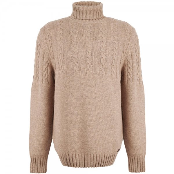 Barbour Men's Cable-knit Turtleneck Sweater, Stone, Size L