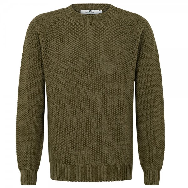 Suéter de lana de cordero para hombre, verde oliva, talla L
