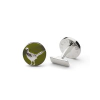 Cufflinks »Pheasant«, Green, Silver-plated