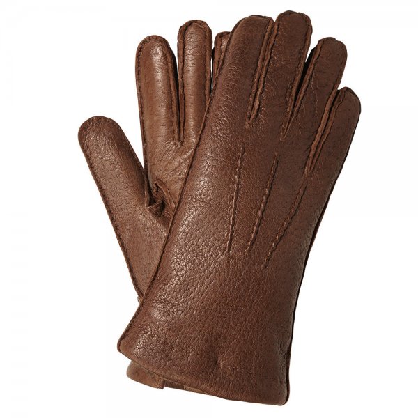 AIRES Men’s Gloves, Peccary Leather with Velvet Rabbit, Medium Brown, Size 9