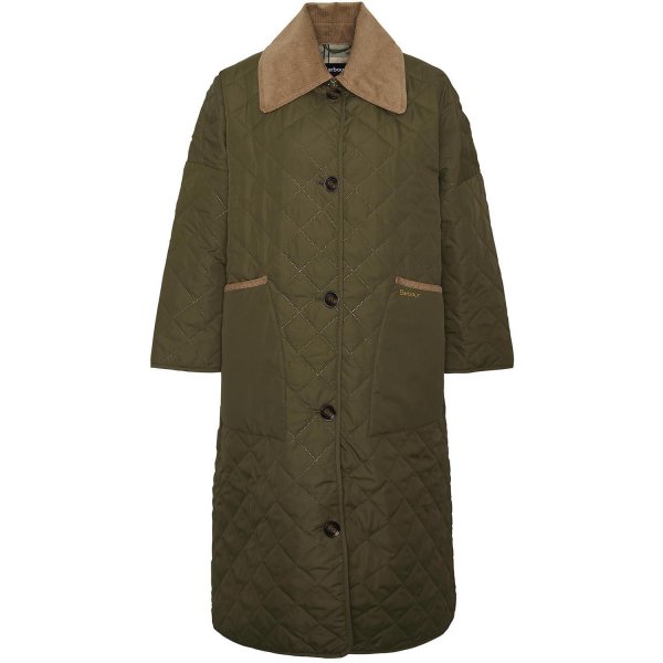 Płaszcz pikowany damski Barbour „Lockton”, zieleń wojskowa, rozmiar 34