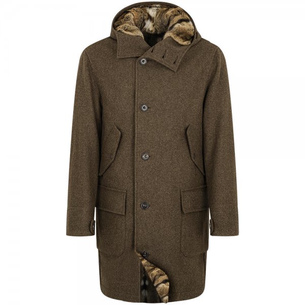 Habsburg »Sigismund« Men's Loden Jacket, with Hamster Fur, Mud, Size 50