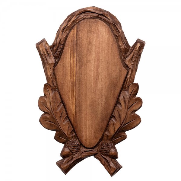 Escudo de trofeo de caza »Corzo«, tallado a mano, barnizada marrón