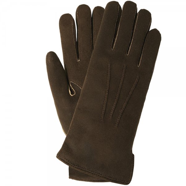 Damen Handschuhe RIED, Rehleder, Kaschmirfutter, dunkelbraun, Größe 7