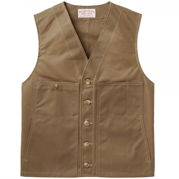 Filson Oil Tin Cloth Vest, Dark Tan, taglia S