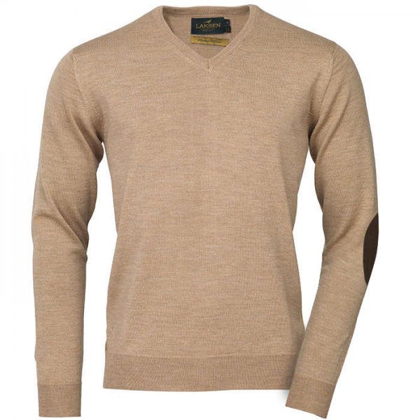 Laksen »Sussex« Men's V-Neck Sweater, Sand, Size L