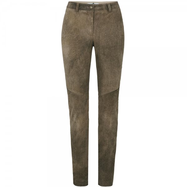 »Laker« Ladies Stretch Leather Trousers, Antique Brown, Size 34