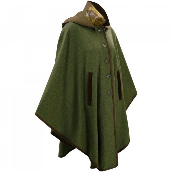 Damski płaszcz przeciwdeszczowy z tkaniny loden, Stajan, zielony, rozmiar S