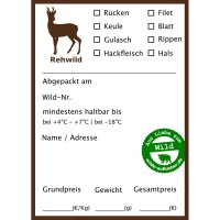 Etichette di caccia per sacchetti sottovuoto, capriolo