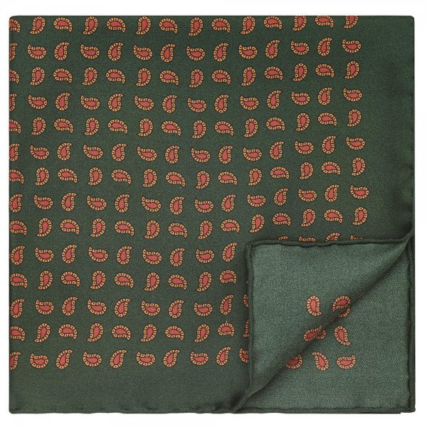 Pañuelo de bolsillo, gota, verde/rojo, 32 x 32 cm