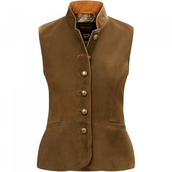 Meindl Damen Ziegenvelours Gilet Maribel, holz, Gr. 40