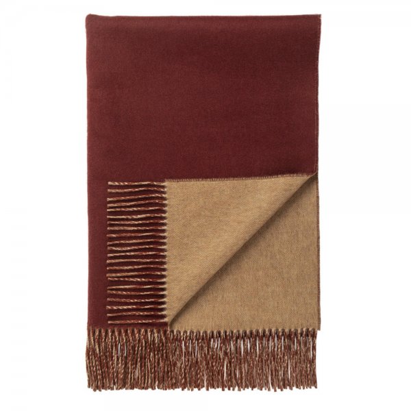 Johnstons of Elgin Cashmere Blanket, Double-faced, Claret/Fawn