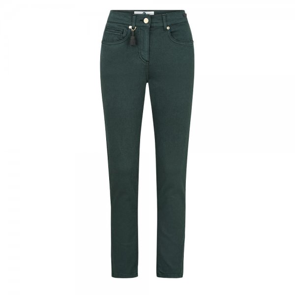 Pantalon pour femme Pamela Henson » Cinq «, Colored Denim, vert forêt, taille 34