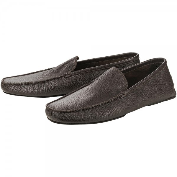 Pantofle domowe męskie »Virgil« z kaszmirową podszewką, ciemnobrązowe, 40