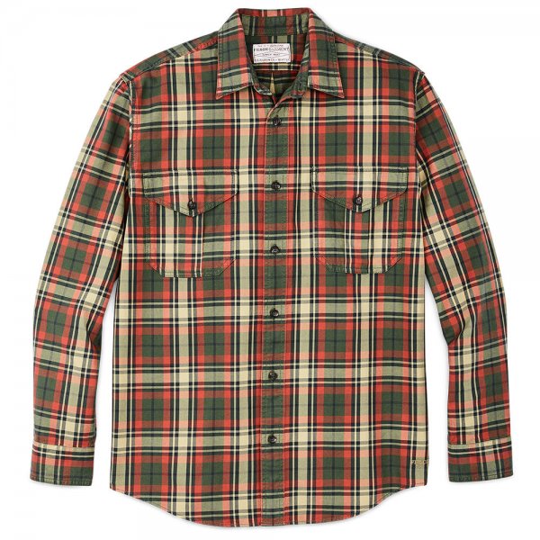 Filson LT WT Alaskan Guide Shirt, silver pine/burnt red plaid, taille L