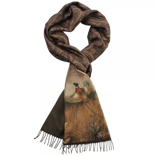 Foulard double face in cashmere e seta »Fagiano«, marrone