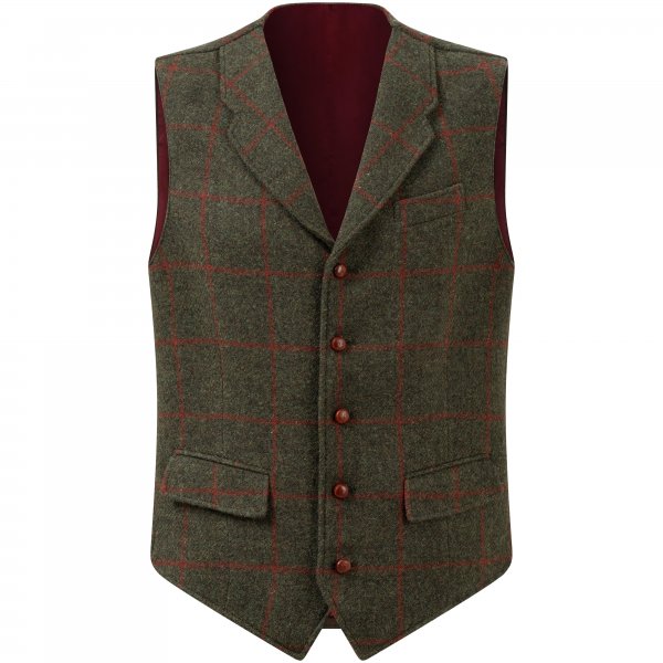 Gilet in tweed da uomo »Marvin«, verde/rosso, taglia 58