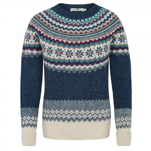 »Winter« Ladies Sweater, Fair Isle Pattern, Denim Blue, Size L