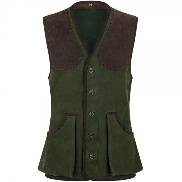 Rey Pavón Men's Leather Shooting Vest, Green/Brown, Size L